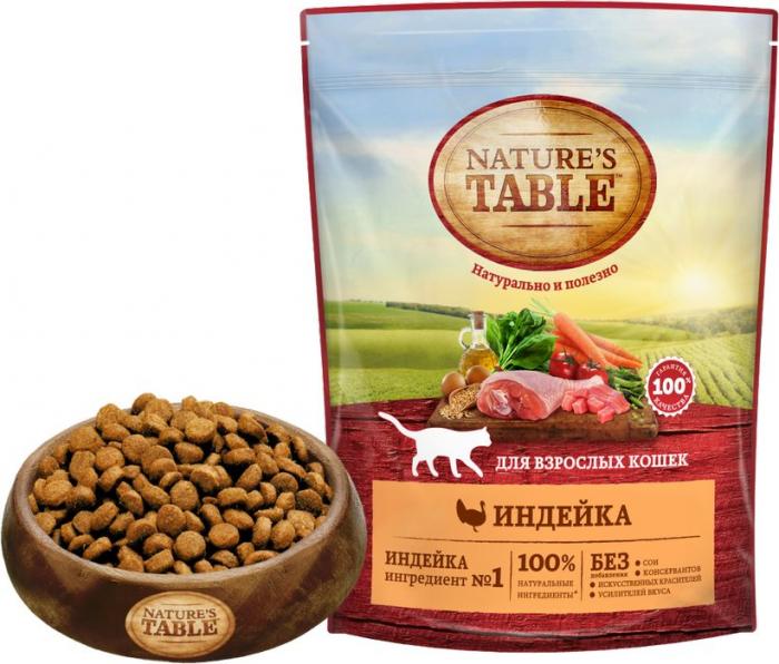 Nature`s Table сухой корм для взрослых кошек с индейкой